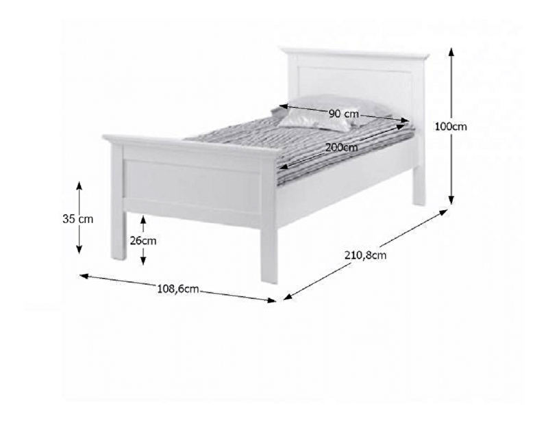Jednolôžková posteľ 90 cm Phung 77801
