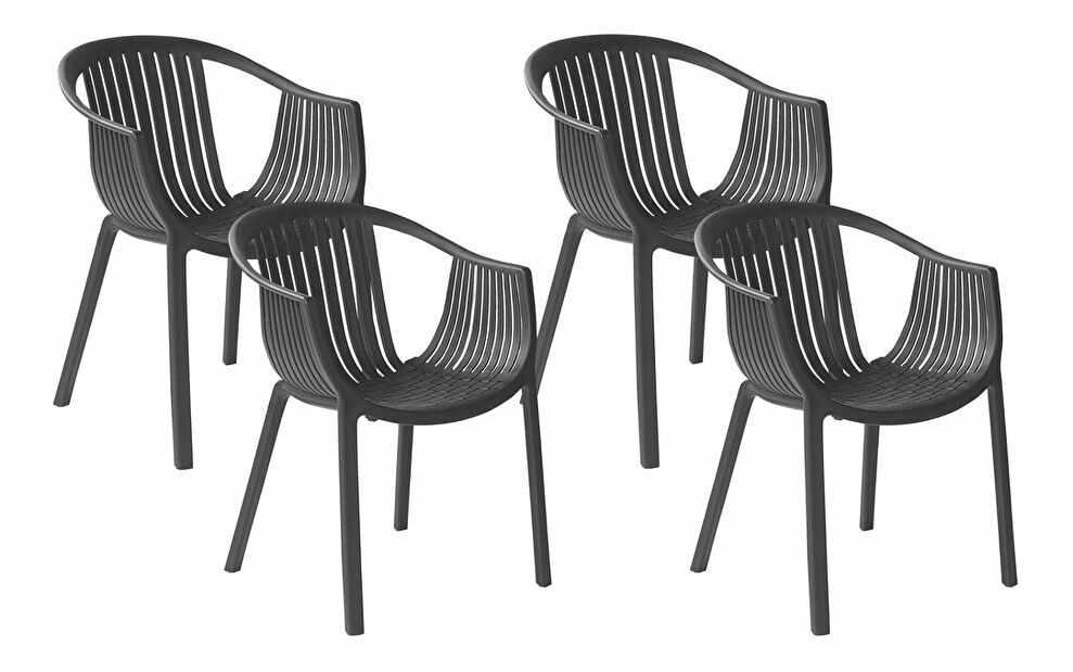 Set 4 ks. záhradných stoličiek Nanette (čierna)