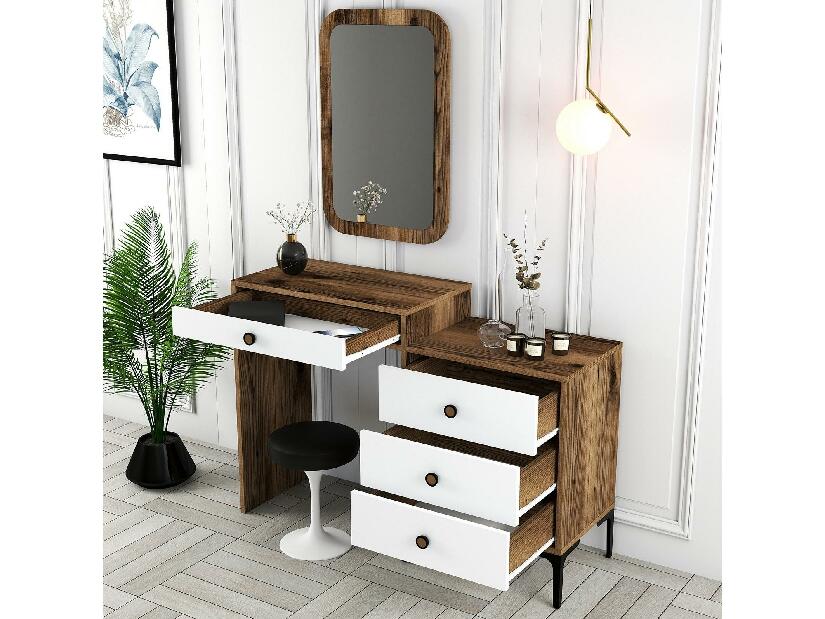 Toaletný stolík Logan (orechové drevo + biela)