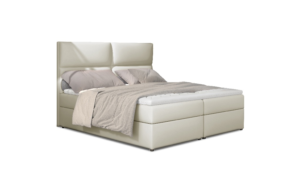 Kontinentálna posteľ 145 cm Alyce (svetlobéžová) (s matracmi)