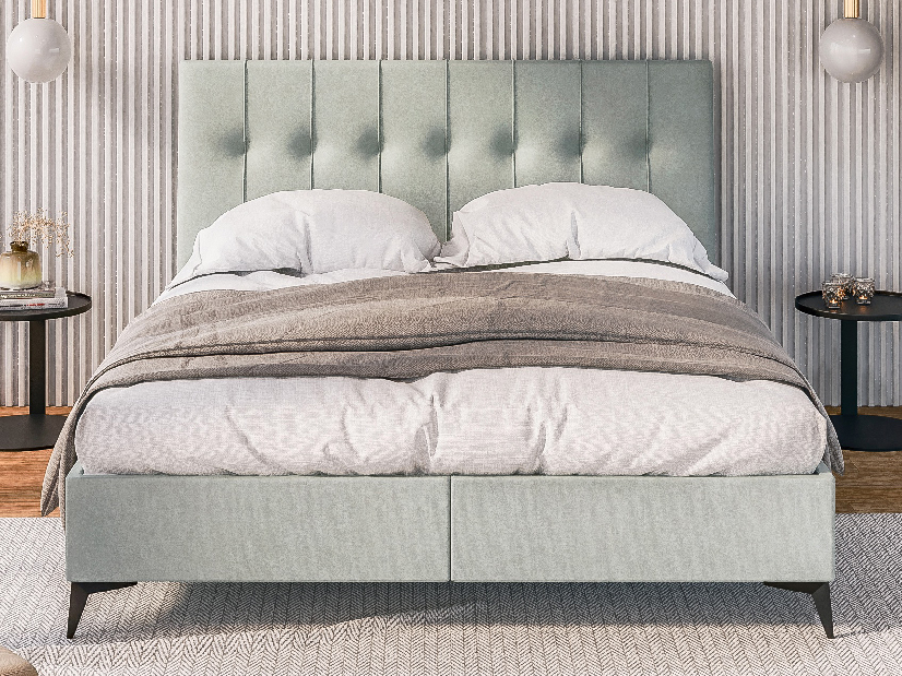 Kontinentálna posteľ 180 cm Leny (mätová) (s matracom a úl. priestorom)