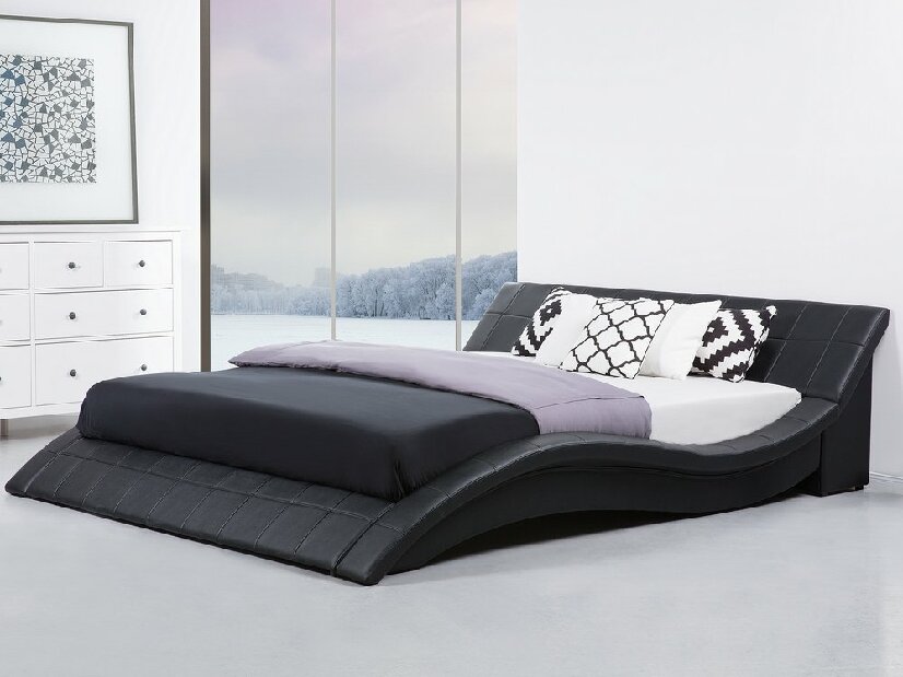Manželská posteľ 180 cm VICHA 2 (s roštom) (čierna)