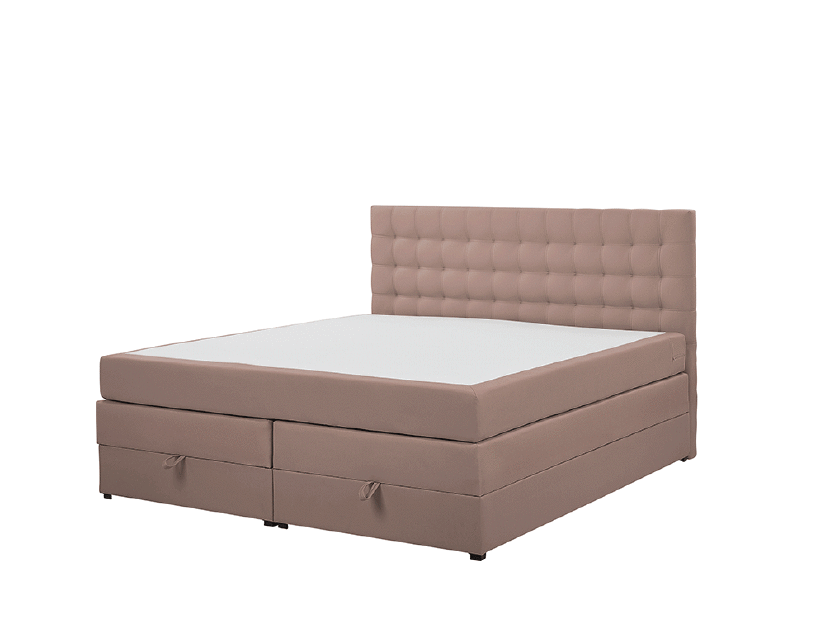 Kontinentálna posteľ 160 cm MAGNEZ (hnedá) (s matracom a úložným priestorom)