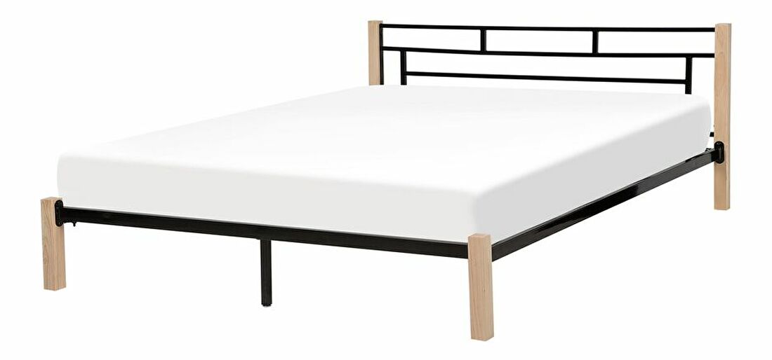 Manželská posteľ 160 cm GARRONE (s roštom) (čierna)