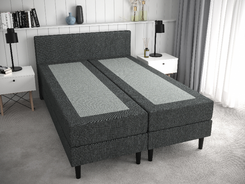 Manželská posteľ Boxspring 140 cm Rita (sivočierna) (s matracom, bez úložného priestoru)
