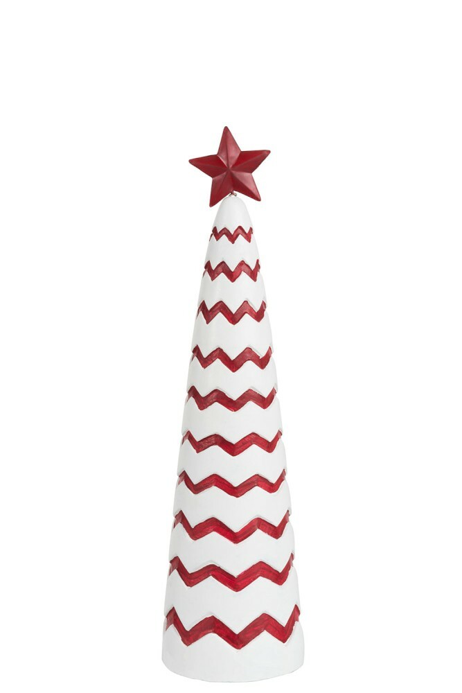 Dekoratívny predmet Jolipa Vianočný kužeľ Nordic Bliss (10x10x39cm) (Červená + Biela)