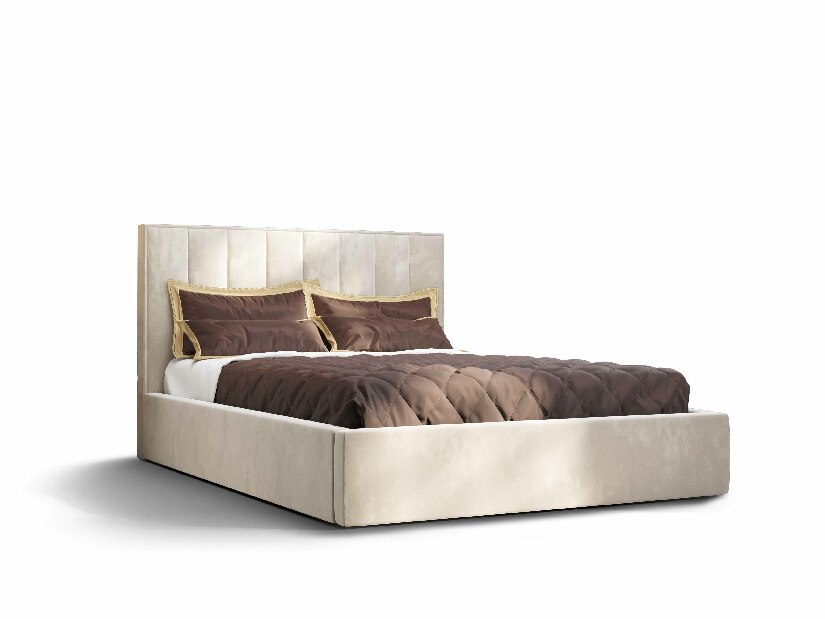 Manželská posteľ 160 cm Ocie (béžová) (s roštom a úložným priestorom)