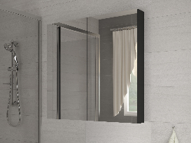 Kúpelňová skrinka na stenu Delia 60 čierna + zrkadlo