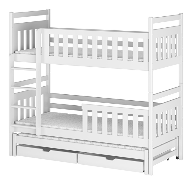 Detská posteľ 80 x 180 cm KRISTY (s roštom a úl. priestorom) (biela)