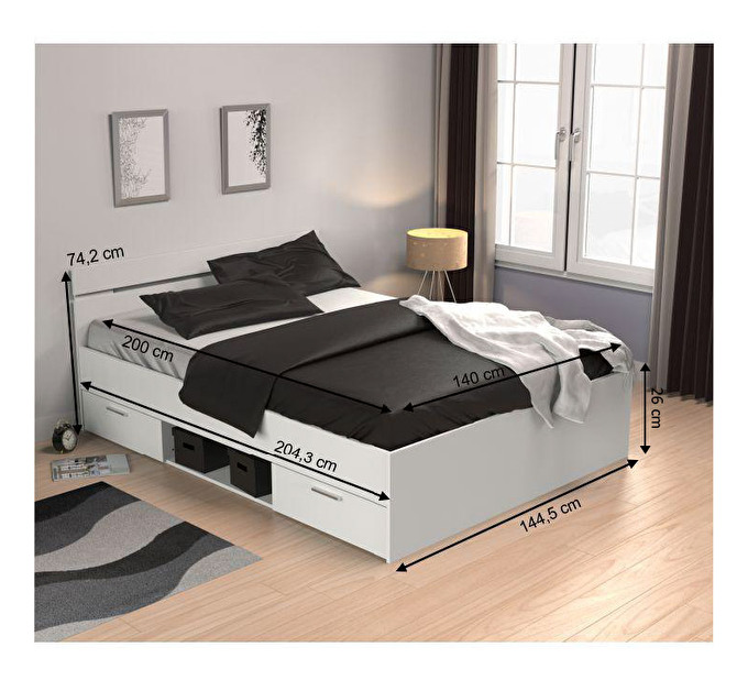 Manželská posteľ 140 cm Myriam (biela) *výpredaj