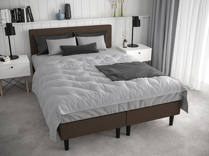 Manželská posteľ Boxspring 140 cm Rita (tmavohnedá) (s matracom, bez úložného priestoru)