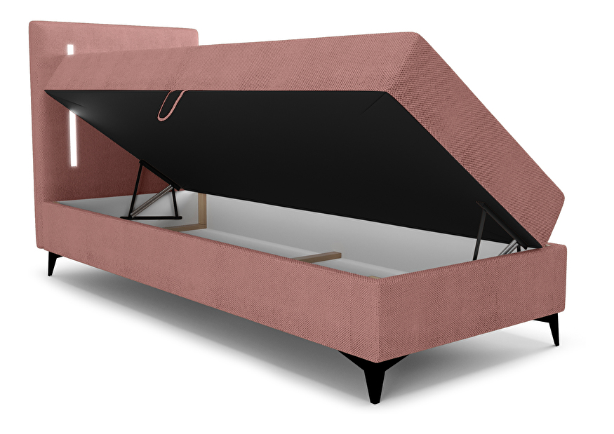 Jednolôžková posteľ 80 cm Ortega Comfort (terakota) (s roštom a matracom, s úl. priestorom) (s LED osvetlením)