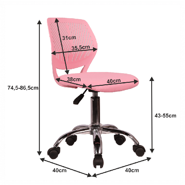 Detská otočná stolička Svelu (ružová) *výpredaj