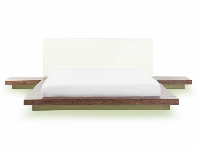 Manželská posteľ 160x200 cm Zina (biela) (s LED osvetlením)