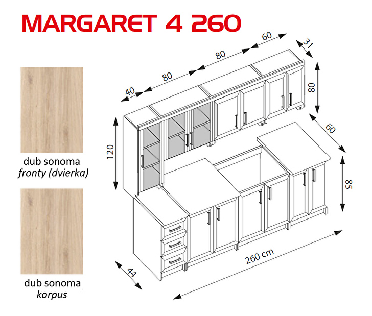 Kuchyňa Margaret 4 260 cm