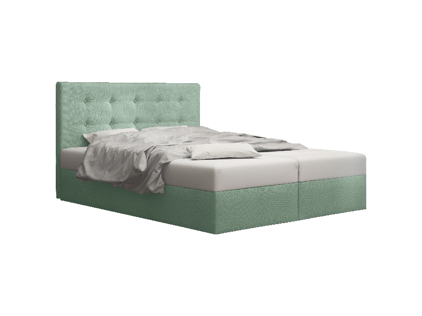 Manželská posteľ Boxspring 140 cm Duel 1 (mätová) (s matracom a úložným priestorom)
