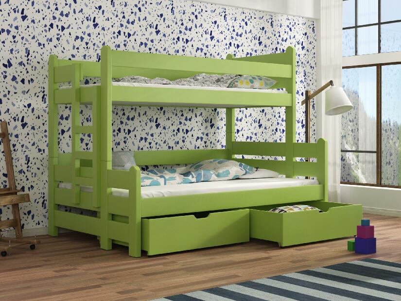 Detská poschodová posteľ 90 cm Bivi (zelená)