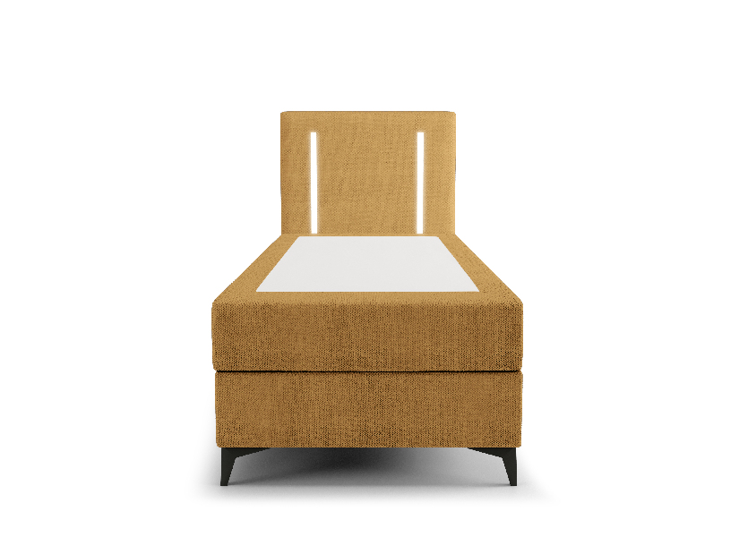 Jednolôžková posteľ 80 cm Ortega Comfort (horčicová) (s roštom a matracom, bez úl. priestoru) (s LED osvetlením)