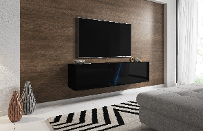 TV stolík/skrinka Savanna 160 (čierna matná + čierny lesk) (s osvetlením)