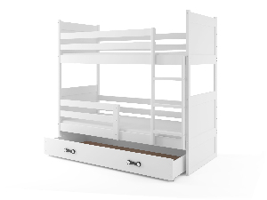 Poschodová posteľ 80 x 160 cm Ronnie B (biela + biela) (s roštami, matracmi a úl. priestorom)