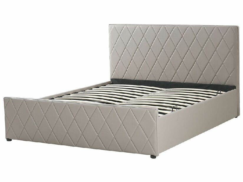 Manželská posteľ 180 cm ROFARIO (sivá) (umelá koža) (s roštom a úl. priestorom)