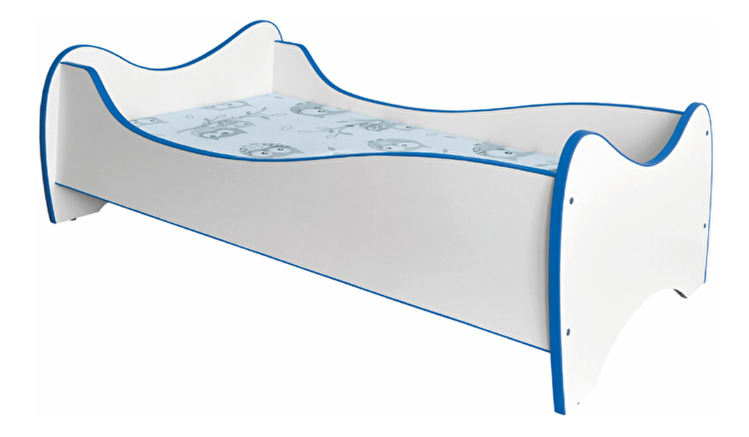 Jednolôžková posteľ 80 cm Duo (biela + modrá) (s roštom a matracom) *výpredaj