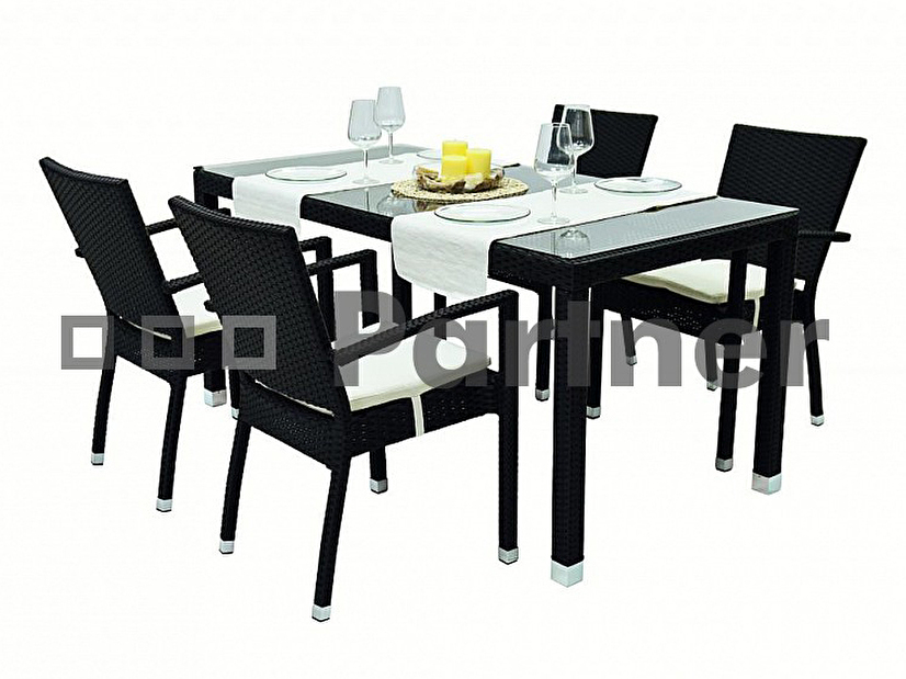 Záhradný stôl Napoli 160 (čierna) (um. Ratan)