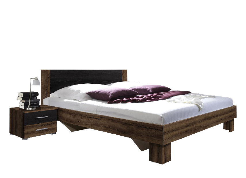 Manželská posteľ 160 cm Verwood Typ 51 (monastery + čierna) (s noč. stolíkmi)