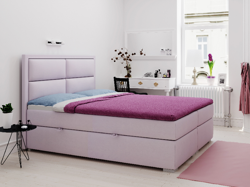 Kontinentálna posteľ 140 cm Menorra (ružová) (s úložným priestorom)