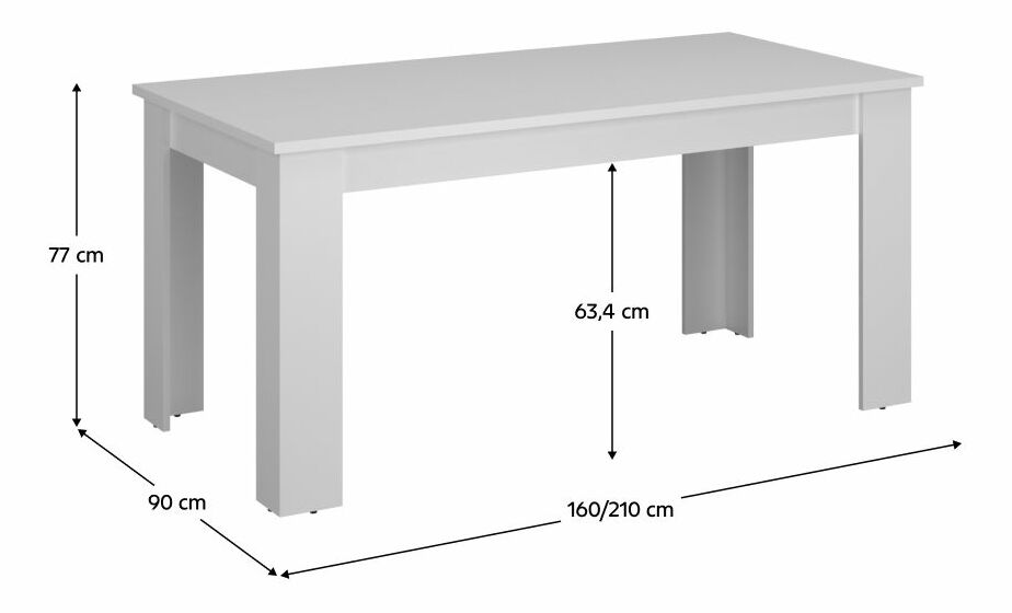Rozkladací jedálenský stôl 160 ERODIO (biela) (pre 6-8 osôb)
