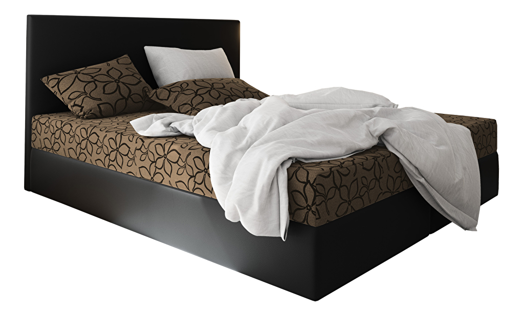 Manželská posteľ Boxspring 140 cm Lilac Comfort (vzor + čierna) (s matracom a úložným priestorom)