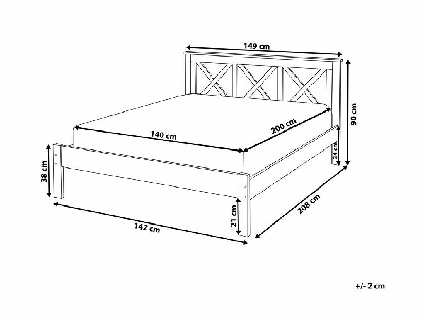 Manželská posteľ 140 cm TANTE (s roštom) (biela)