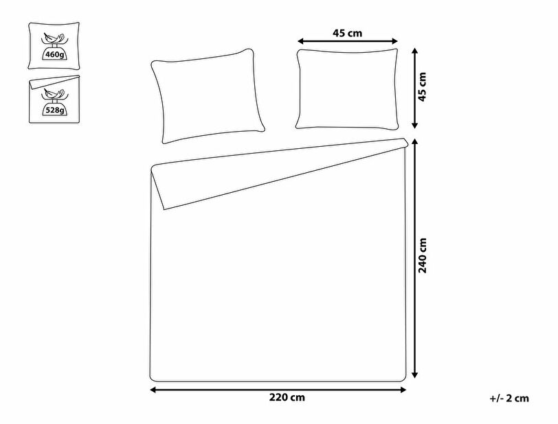 Súprava prehozu na posteľ a 2 vankúšov 220 x 240 cm Rockdale (hnedá) 