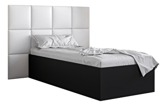 Jednolôžková posteľ s čalúneným čelom 90 cm Brittany 4 (čierna matná + biela) (s roštom)