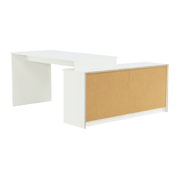 Rohový PC stolík Bill (biela + beton)