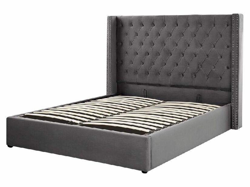 Manželská posteľ 160 cm LUBECK (polyester) (šedá) (s roštom)