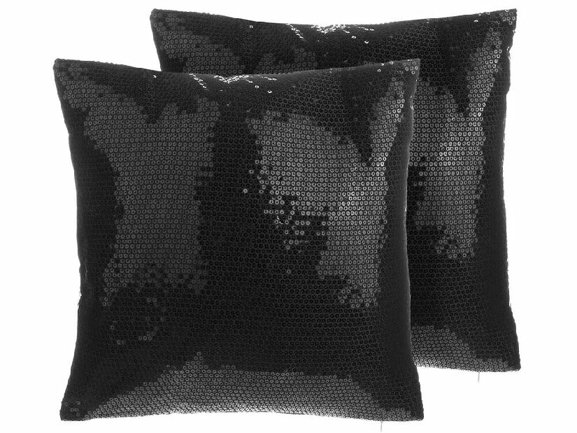 Set 2 ks. vankúšov 45 x 45 cm ASTARA (polyester) (čierna)