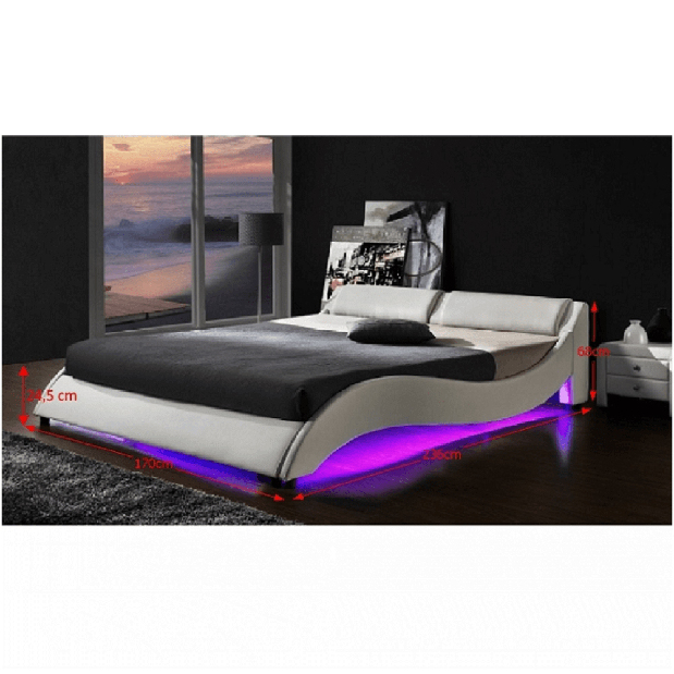 Manželská posteľ 180 cm Permelia (s roštom a LED) *bazár