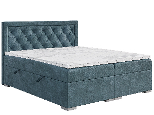 Kontinentálna posteľ 140 cm Maximilian (džínová modrá) (s matracom a úl. priestorom)