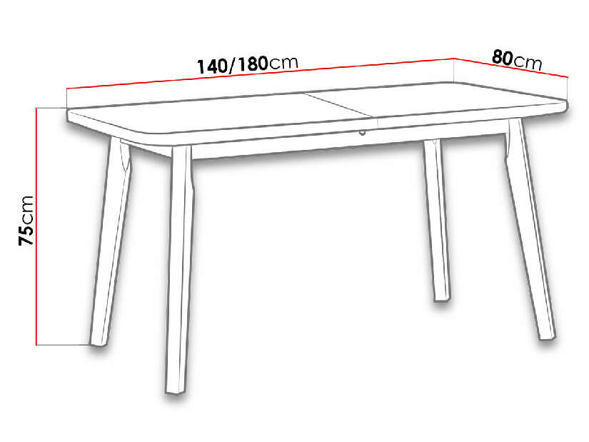 Stôl 80 x 140+180 VI (biela L) (čierna)