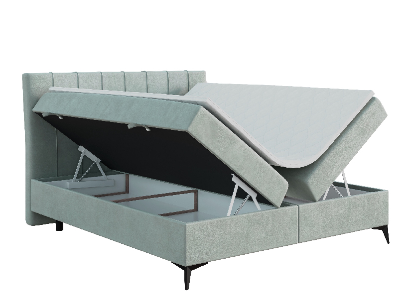 Kontinentálna posteľ 140 cm Leny (mätová) (s matracom a úl. priestorom)