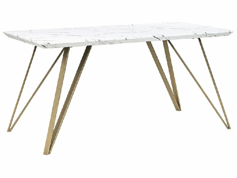 Jedálenský stôl MOLIR (biela + zlatá) (pre 6 osôb)