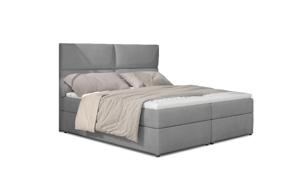 Kontinentálna posteľ 185 cm Alyce (svetlosivá) (s matracmi)
