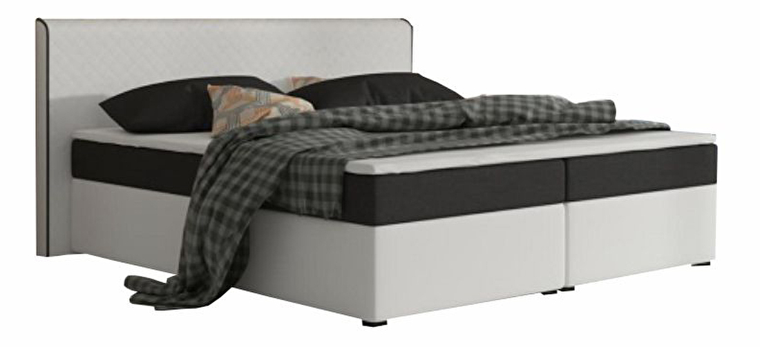 Manželská posteľ Boxspring 180 cm Namakyra Megakomfort (biela + čierna) (s matracom a roštom)