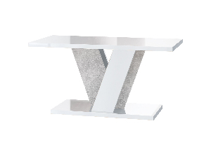 Konferenčný stolík Venag (lesk biely + kameň)