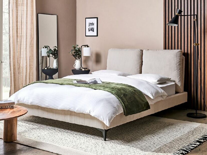 Manželská posteľ 140 cm Mellody (svetlobéžová) (s roštom)