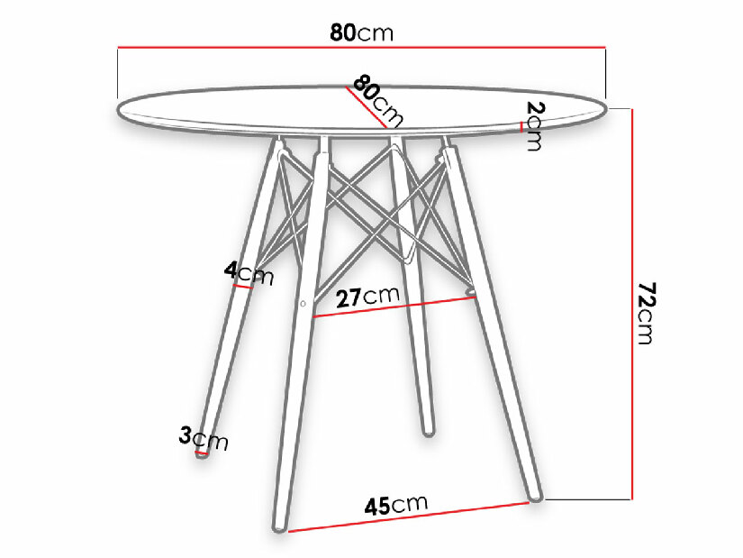 Jedálenský stôl so 4 stoličkami Larry Round (čierna) *výpredaj