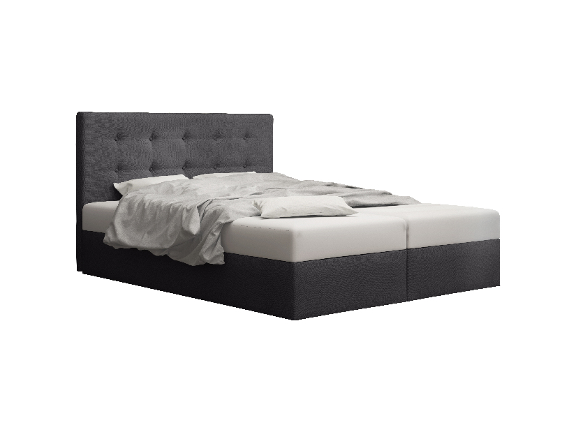 Manželská posteľ Boxspring 140 cm Duel 1 Comfort (tmavosivá) (s matracom a úložným priestorom)