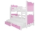 Poschodová detská posteľ 180x75 cm Lukrécia (s roštom a matracom) (biela + ružová)