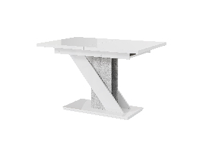 Jedálenský stôl Mevenis (lesk biely + kameň) (pre 4 až 6 osôb)